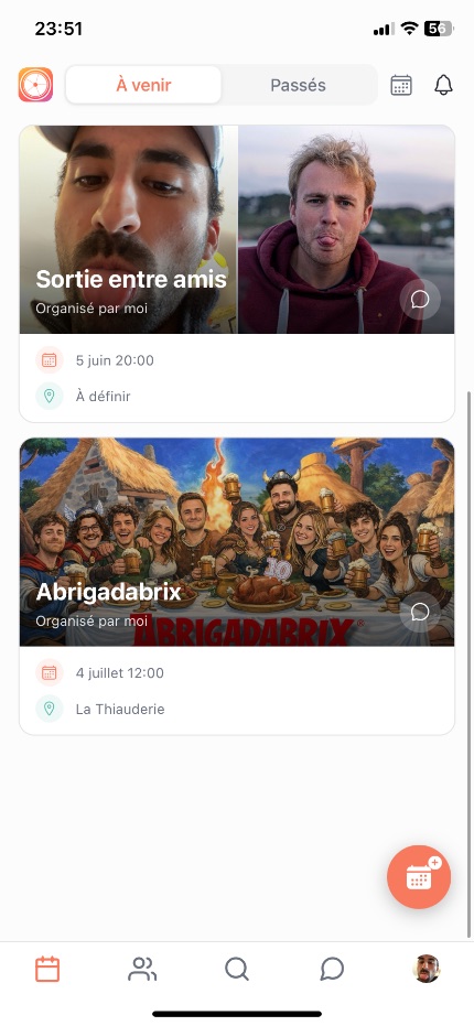 To Gather app — upcoming events with your friends